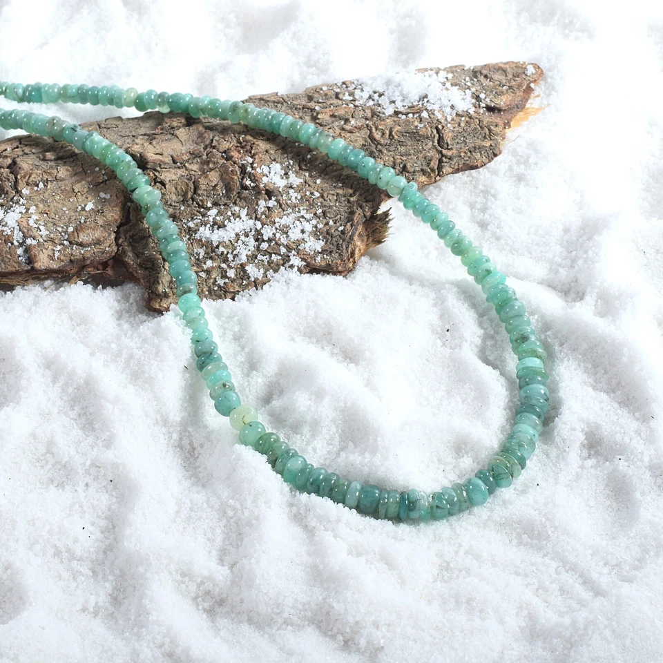 Natürliches Grün Smaragd 4-5mm Schlicht Rondell Perlen Kette 18 " Strand Damen - Bild 3 von 4