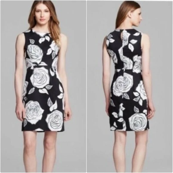 Abito tubino Kate Spade Aires Abbey Rose stampa floreale taglia 6 nero grigio