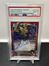 Marco Dinges 2025 Bowman Chrome Red Shimmer Refractor /5 AUTO PSA 10