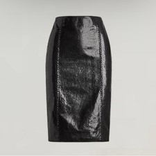 NWOT Ralph Lauren Purple Black Cynthia Python Leather Skirt Size 6 MSRP 1990