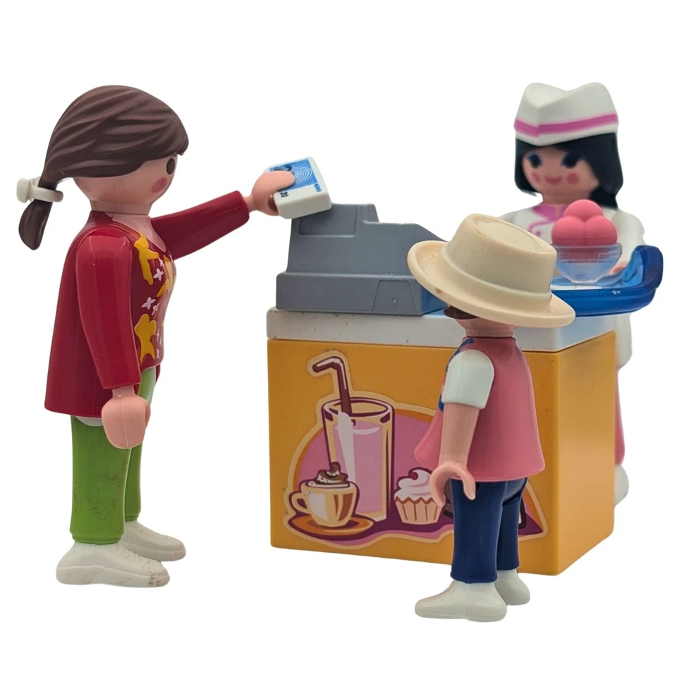 Playmobil lot 3 figurines réfrigérateur mère fille comptoir ville - Photo 1/1