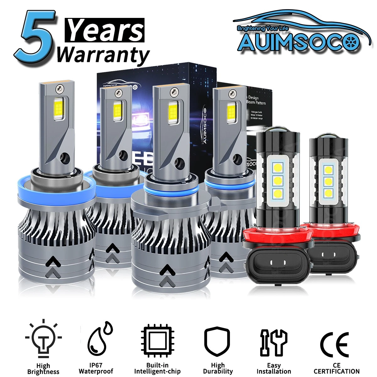 For Ram 1500 2019-2021 6x LED Headlights Bulbs Hi/Lo Beam Fog Light Super Bright