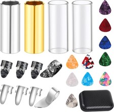 Guitar Slide, 4pcs Augshy Medium Guitar Slides 1 Stainless Steel, 1 Brass and 2