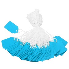 200Pcs 1.38x0.87" Price Tags with String Attached Blank Hang Tag Lake Blue