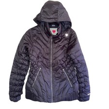Obermeyer Girls Ski Jacket L 14-16 Black Insulated Youth Snow Coat Hooded Winter