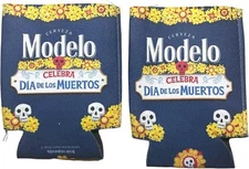 2 Modelo Celebra Dia De Los Muertos Beer Can Bottle Coolie Insulator Covers