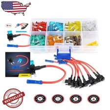 Pro 10-Pack 12V Fuse Tap Adapter Mini Blade Holder - Dual Circuit Protection,...