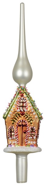Weihnachtsbaumspitze Buntes Lebkuchenhaus Streusel Glas Christbaumspitze 31Cm-image