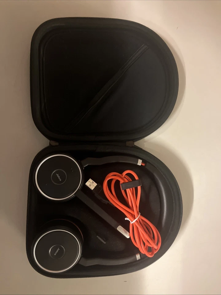 Jabra Evolve 75 ( HSC040W) Kopfhörer Schwarz Mit Gehäuse Und Kabel - Bild 2 von 2