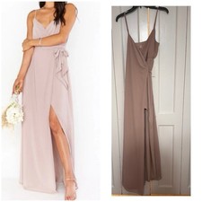 Show Me Your MuMu Liz Maxi Chiffon Dress in Dune Sz Small NWT Retail: $198
