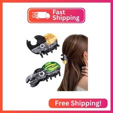 2 PCS Rhinoceros Beetle Hair Clip Fantasy Hair Claw Clip Acetate Barrettes for T
