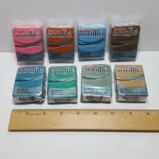 Lot 8 SCULPEY SOUFFLE Modeling Compound Clay 1.7oz Bars - 8 Different Colors NOS