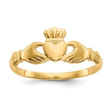 Real 14K Yellow Gold Claddagh Ring S:7; Women  Men