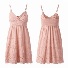 Forever 21 Blush Pink Lace Trim Smocked Sundress Spaghetti Strap Size L