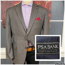 Jos A Bank Traditional Fit Jacket Blazer Sport Coat Mens 44R Wool Brown