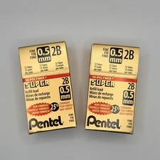  2 Pentel Super Hi-Polymer Fine Point Lead Refills, 0.5mm, HB, 144 Pcs Each Box