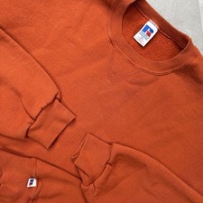 Vintage 90s Y2K Russell Athletic Burnt Orange V-Insert Crewneck Sweatshirt XXL