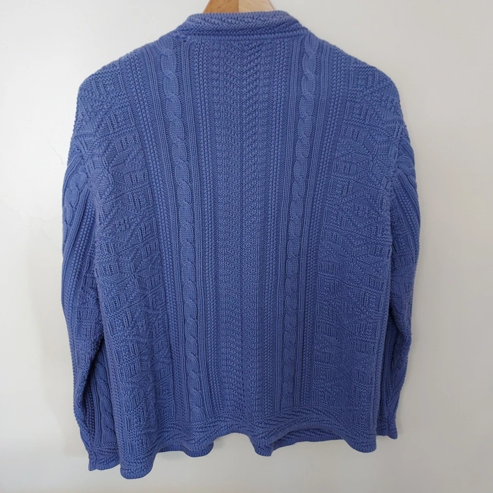 Vtg LL Bean Purple Cable Chunky Knit Cardigan Sweater Fisherman Cottagecore M - Image 3 of 4