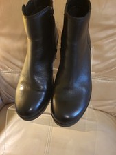 Ecco Women's Bella Wedge Bootie Ankle Boots Black soft Leather Size UK 6 VGC