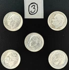 Silver Roosevelt dimes, 1946 - 1964, 90% silver, circulated, lot of 5