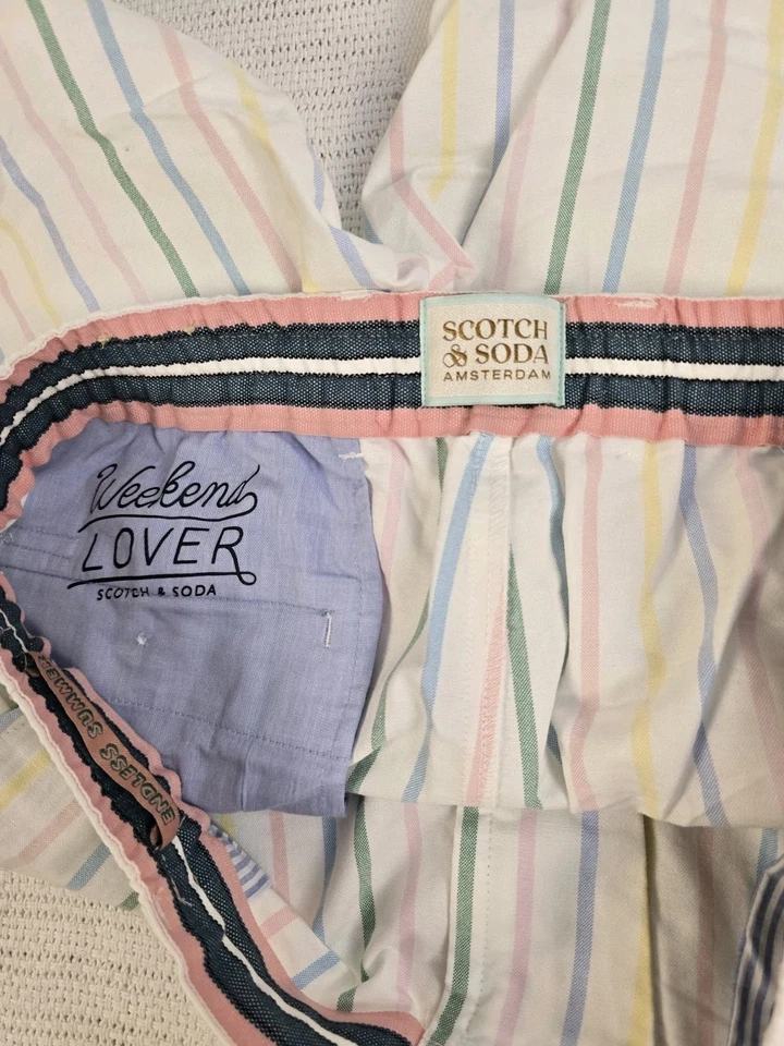 Scotch & Soda Cleen Lover Men’s Striped Chino Shorts Drawstring Pockets 8" - Image 3 of 4