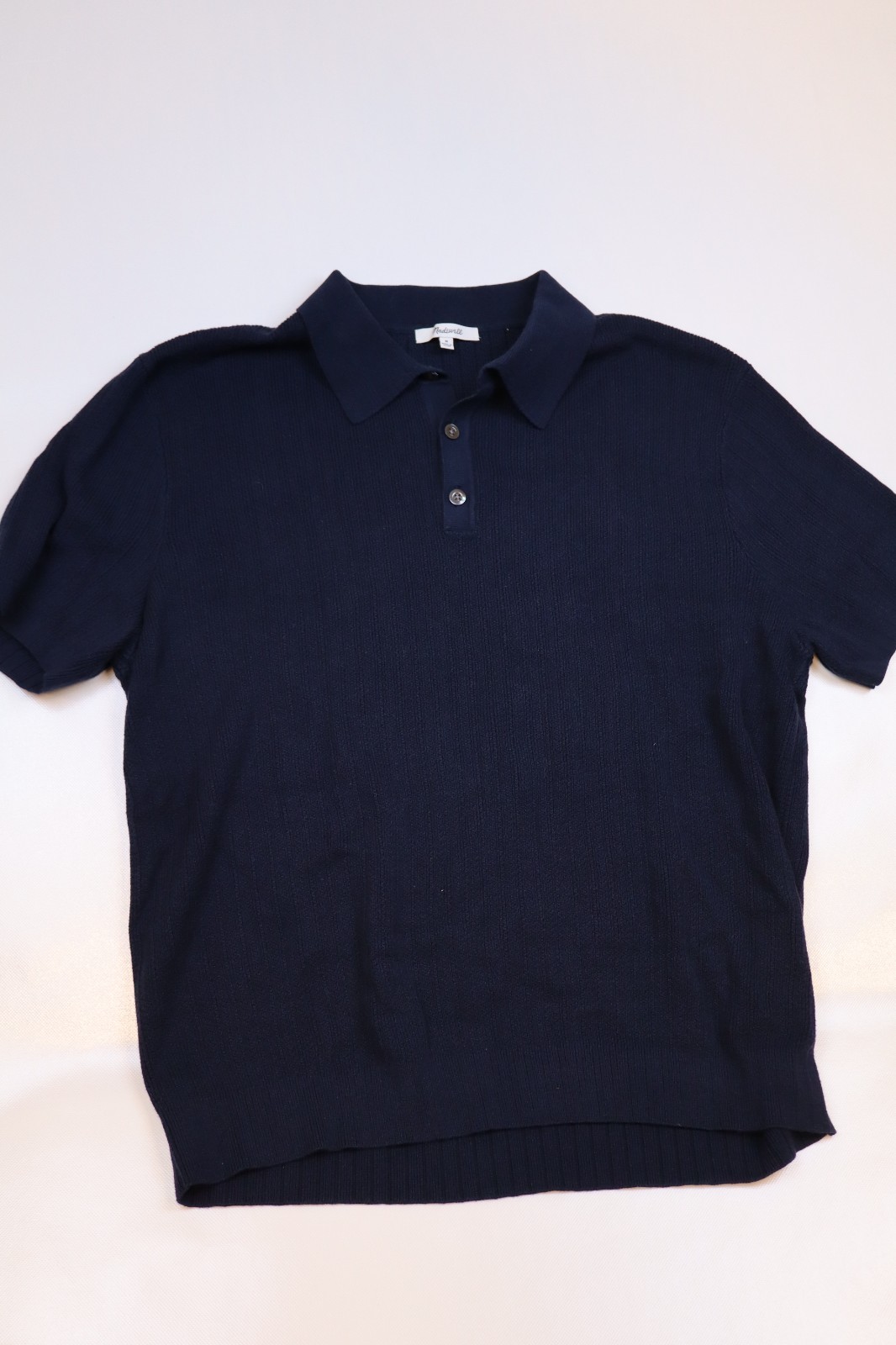 NEW Madewell Women's Navy Blue Short Sleeve Knitted Pullover Polo Shirt Size M