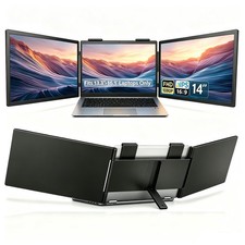 14" 1080P Dual Portable Monitor for Laptop Dual USB-C Screen Extender w/Stand