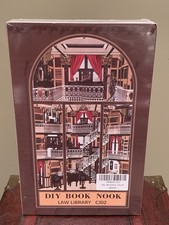 NEW Book Nook Kit DIY Dollhouse 3D Wooden Puzzle LED Light Law Library DETAILED