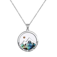 5PCs Mustard Seed Mountain Christian Necklace Colorful Abalone Shell Pendant