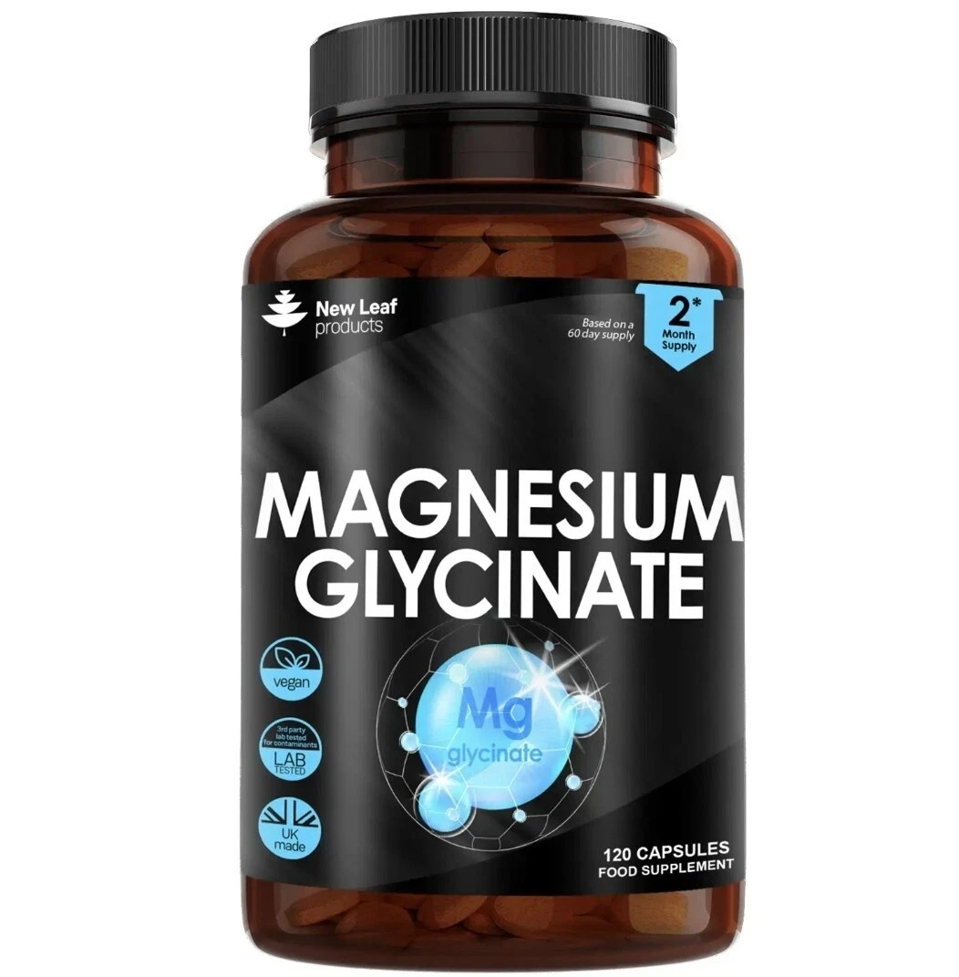 Magnesium Glycinate Capsules High Strength 1040mg Fatigue Bone Health 120 caps
