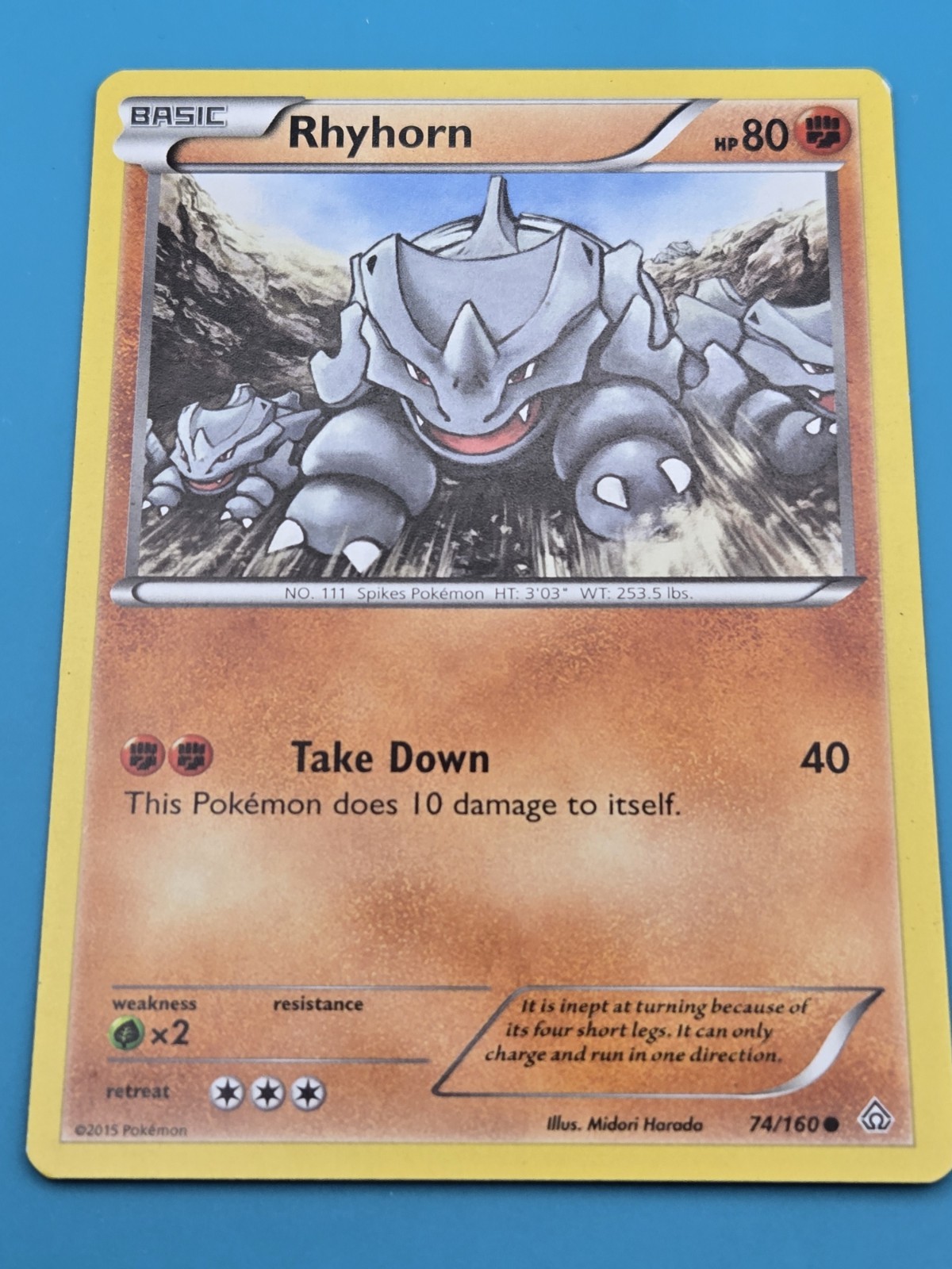Rhyhorn 74/160 XY Primal Clash Pokemon Regular Common LP