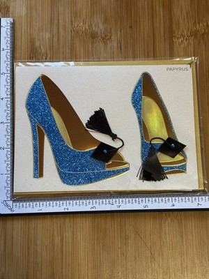 Papyrus Greeting Card Graduate Graduation Grad Fancy Tassel High Heels Blue Gold