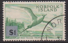 (F356-86) 1966 Norfolk Island $1 on 10/- over print Bird stamp Fine used (CK)