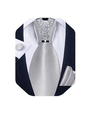 Mens Tie Set,Silk Solid Necktie and Shiny Tie Accessories Pocket Square Cuffl...