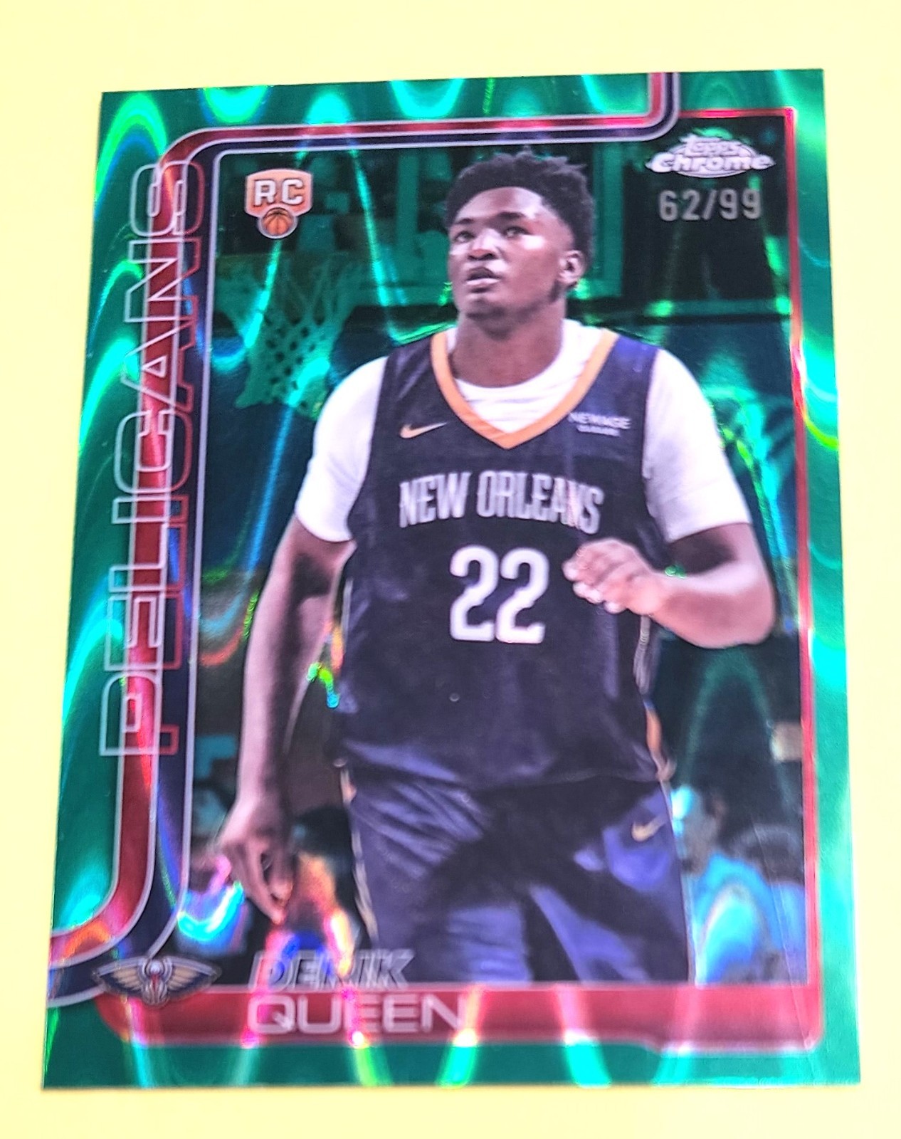 #62/99 DERIK QUEEN RC GREEN Raywave Refractor Topps Chrome 2025 Rookie 263