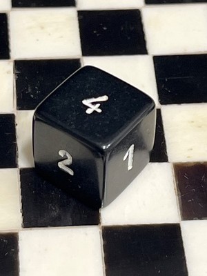 RARE open # 4 vtg d6 opaque black rpg ad&d dice 030926@