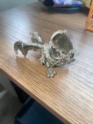 Hudson Pewter Dragon, Red Jewel Eyes,