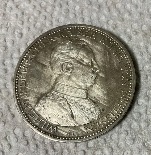 1914 Prussian German Silver Coin 90% 27.7 Grams in Good Circulated Condition