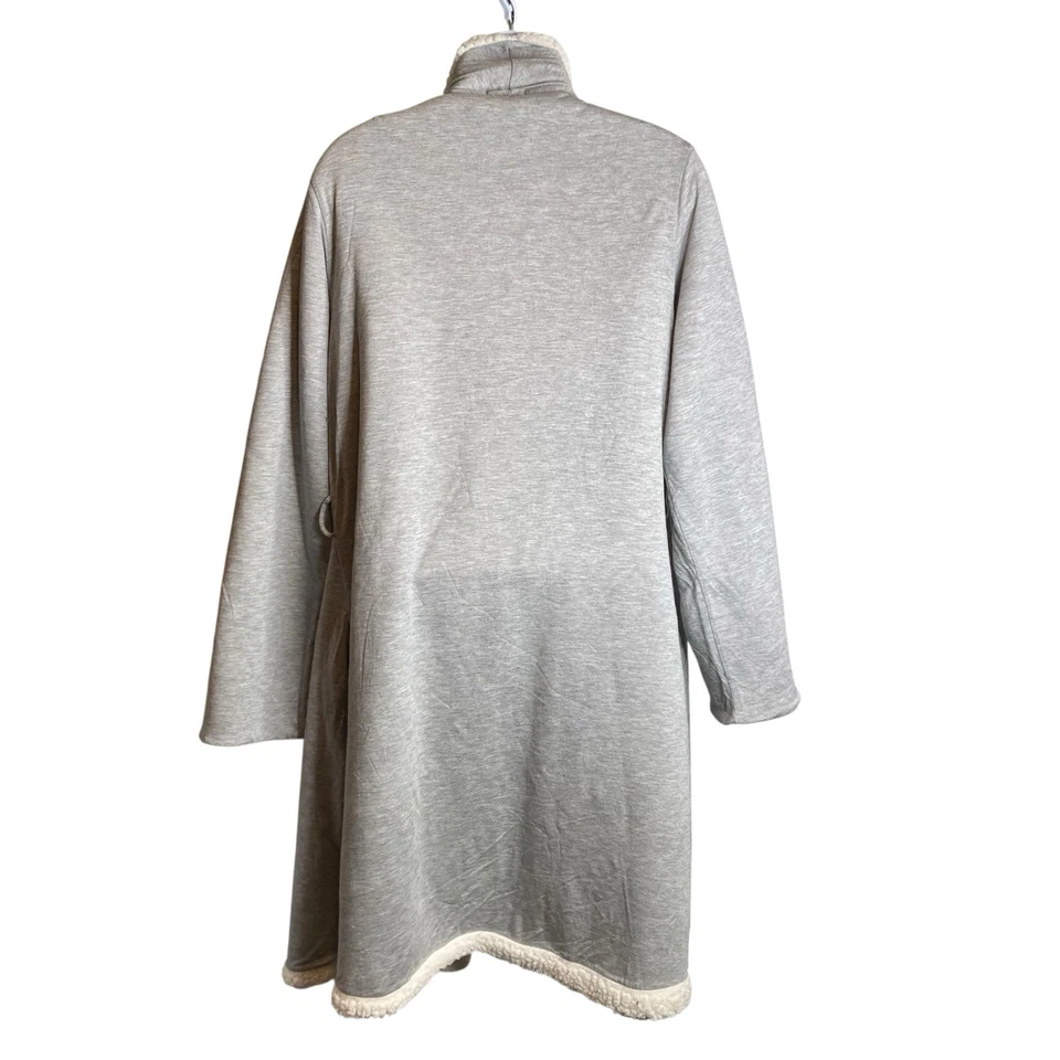 Eberjey Women's Gray Sherpa Lined Open Front Robe Size L Cozy Loungewear Plush - Image 2 of 4