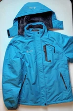 Moerdeng Coat Men's XL Bright Blue Hooded Waterproof Polyester Hooded Ski Jacket