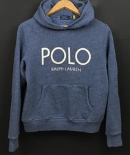 Polo Ralph Lauren Boys Blue Embroidered Logo Pullover Hoodie Sweatshirt Size M
