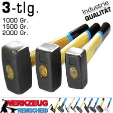 3 x Profi F&auml;ustel Vorschlag Schlosser Hammer bis 2 KG Holzstiel Pflasterhammer
