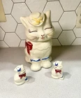 Vintage Shawnee Pottery Puss N Boots Cookie Jar Salt Pepper Shaker Set Ceramic
