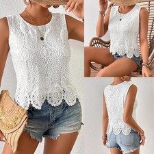 Gilet sans manches Daily Wear décontracté femme haut dentelle style rétro des