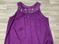 Vtg Lorraine Violet Nylon Sleeveless Nightgown Size 1x Embroidered USA