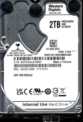 WD20JDRW-11C7VS1 S/N: WX92A WESTERN DIGITAL 2TB THAILAND AUG 2024