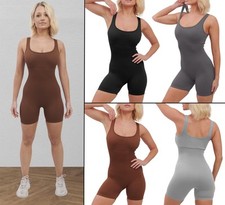 Womens Ribbed Jumpsuit Ladies Strap Bodycon Seamless Cami Romper Stretch Unitard