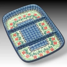 Ceramika Artystyczna Polish Pottery Divided Dish Marachino Hand Painted Qlty 1