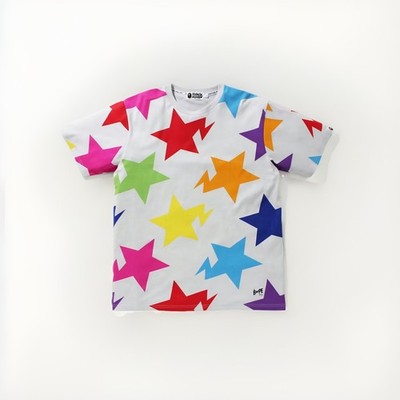 BAPE   A Bathing Ape T-Shirt Stars   Bunt - Größe XL - Ungetragen/Unworn RARE!
