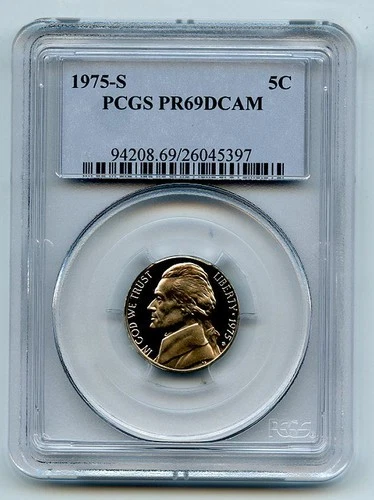 1975-S Jefferson Nickel Proof — photo from the most recent tracked eBay sale